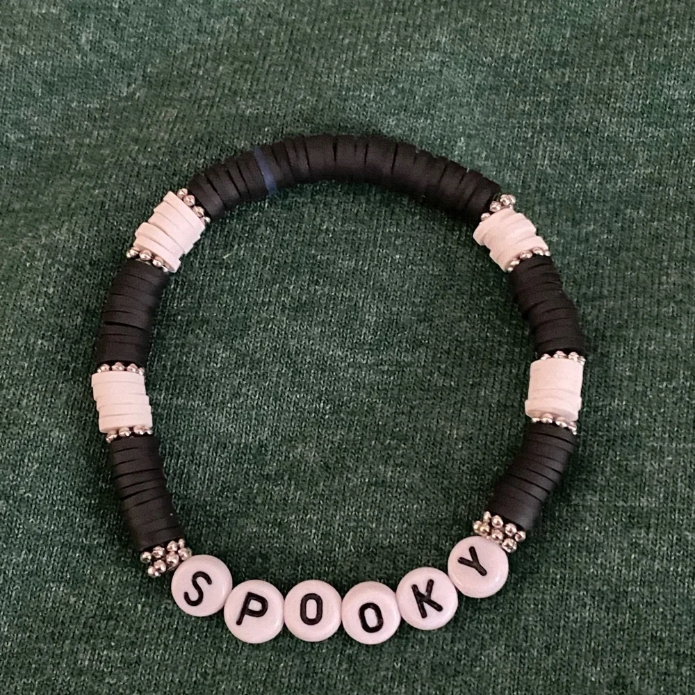 Halloween Stack Heishi Stretch Bracelets Boo Spooky